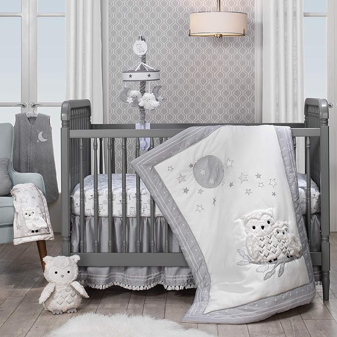 Baby Crib Bedding Set- Lambs & Ivy Luna Owl 4-Piece