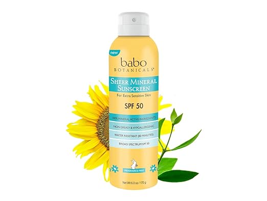 Babo Botanicals Mineral Sunscreen Spray SPF 50 - Natural Zinc Oxide & Titanium Dioxide