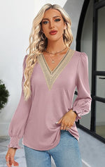 Lace V Neck T Shirts