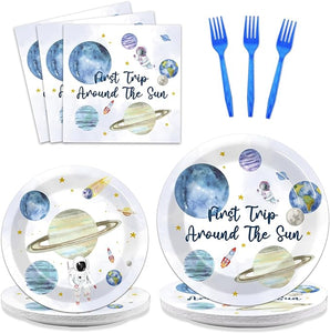 First Trip Around The Sun Birthday Paper Plates, Napkins & Forks