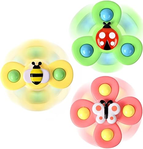 3PCS Suction Cup Spinner Toys-Perfect for Travel with Babies and Toddlers